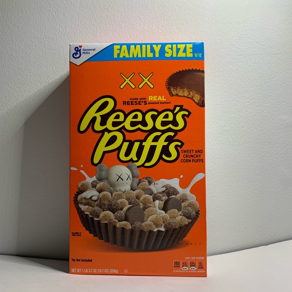 1 Family Size Box Reeses Puffs KAWS Cereal Collector’s Item